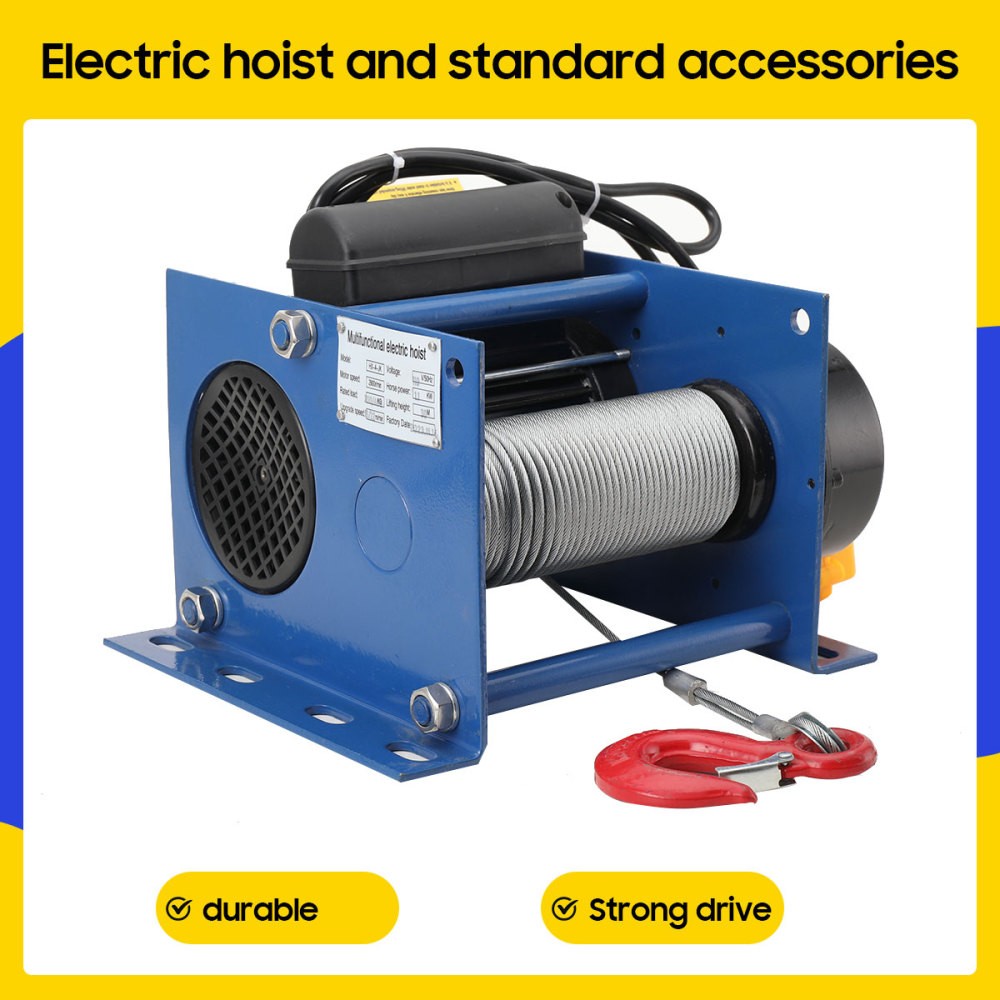 Electric Hoist Winch for Lifting/Towing Materials Wire Rope 30m 11m/min