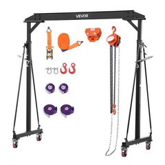 VEVOR Adjustable Gantry Crane 2200 lbs 95.7-142.9 in with Manual Trolley Hoist