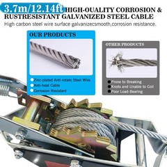 4400 lbs Come Along Winch, 12.14ft Steel Cable, 2 Hooks,Heavy Duty Power Pull…