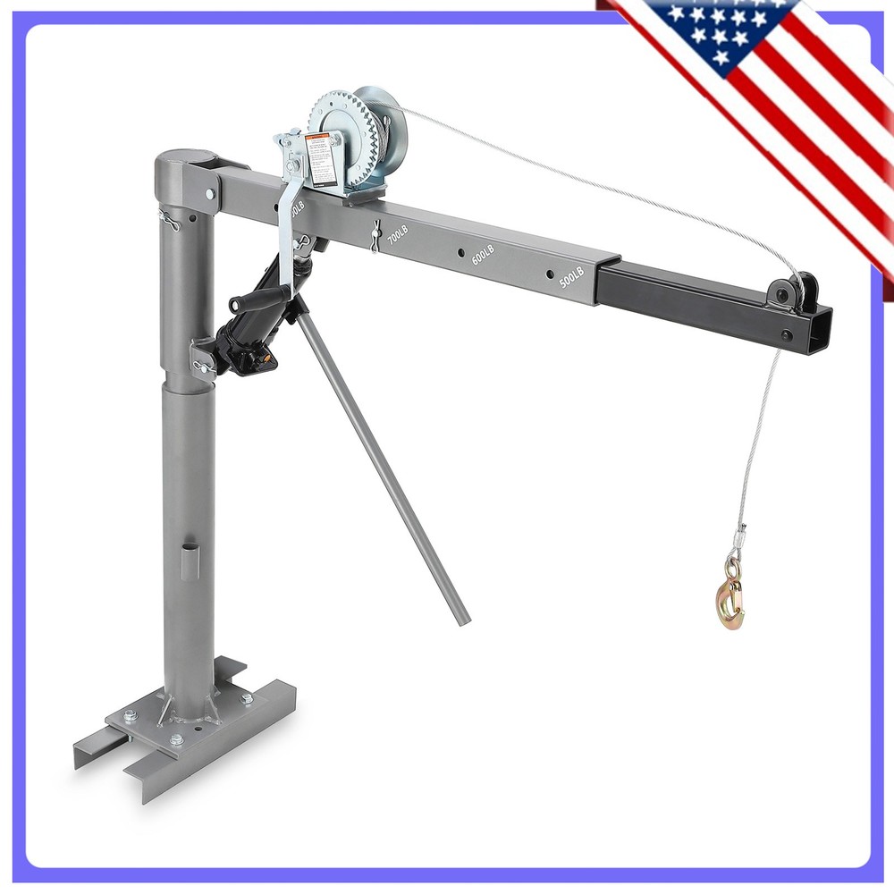 1000 lbs Hydraulic Pickup Truck Crane Hoist Heavy Duty Folding Jib Crane