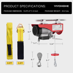 Electric Hoist, 110V 440 Lbs Winch with Remote Control, Zinc-Plated Steel Wire H