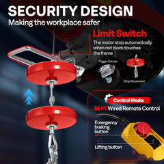 Electric Hoist, 110V 1320 Lbs Winch with Remote Control, Zinc-Plated Steel Wire