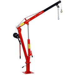 Hydraulic Pickup Truck Crane with Hand Winch, 2000-Lb Capacity, Red