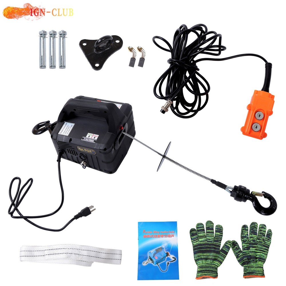 With Wired Remote Control 1500W 500-C Winch 2in1 Portable Electric Hoist 1100lbs