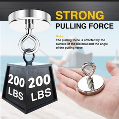 DIYMAG Neodymium Fishing Magnets, 200 lbs(90 44mm(1.75 inches), Single Hole