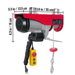 Electric Hoist 440lbs Crane Winch with Wired Remote Control 480W 110V