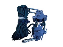 Manual Locking 5:2:1 Hoist with 40 ft.Solid Braid Rope.Weighs 1Lb. 3 oz.