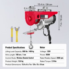 Electric Hoist 880 Lbs Capacity Wireless Remote Control 110V Attic Lift