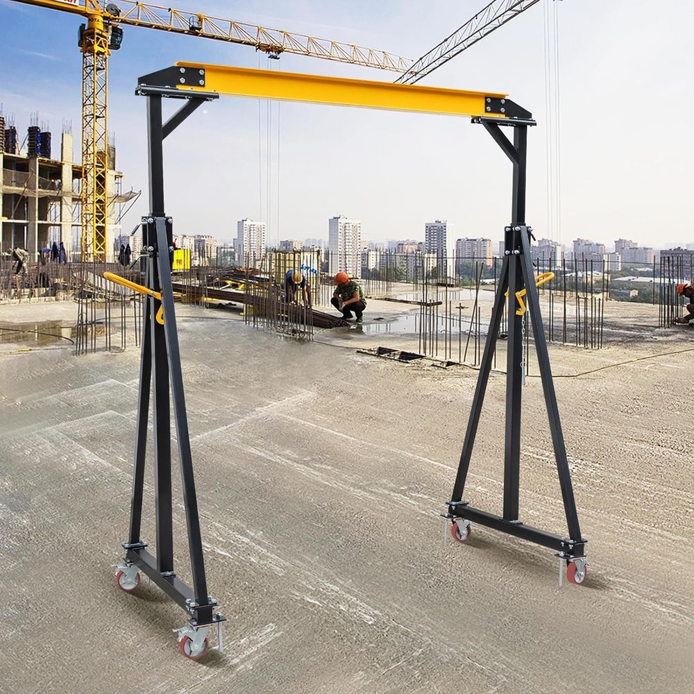 4000 lbs Gantry Crane Heavy Duty Adjustable 97–141 in Steel I-Beam Lift Frame