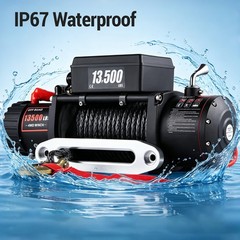 SIHAO 13500LBS 12V Electric Winch 92FT Synthetic Rope For Truck ATV Off Roads 8