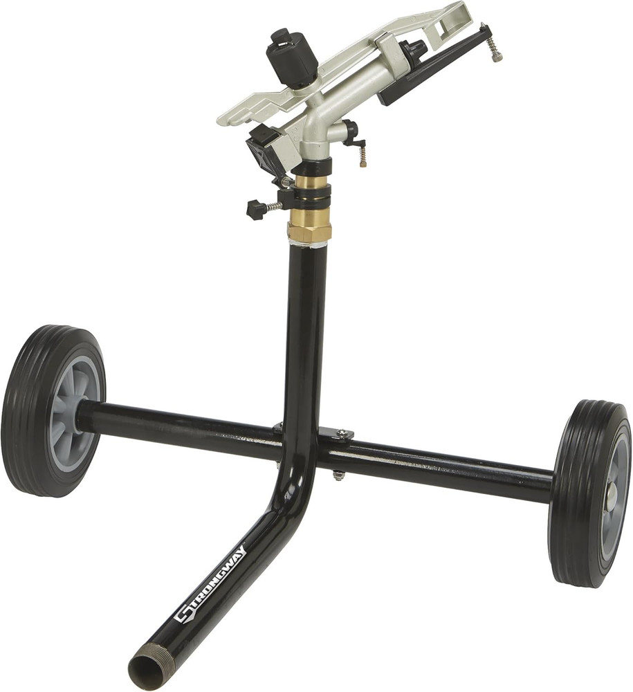 Strongway Wheeled Sprinkler, 1-1/4 In. Die-Cast Aluminum Head with 5 Nozzles, 15