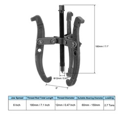 6 Inch 3-Jaw Gear Puller, Extractor Removal Tool for Pulleys and Bearings