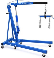 2T/4000Lbs Engine Hoist Shop Crane Lift Cherry Picker Hydraulic Pump w/ 6 Caster