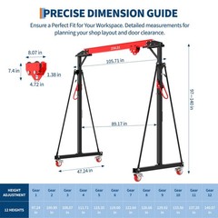 Portable Gantry Crane 1 Ton 2200 LBS, Adjustable Steel Lift Crane with Locking