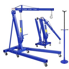 2 Ton Engine Hoist Folding Cherry Picker Lift w/ 3/4Ton Underhoist Support Stand