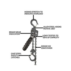 JET 1/2-Ton Mini-Puller Lever Hoist, 10′ Lift (Model JLP-050A-10) 1/2 Ton