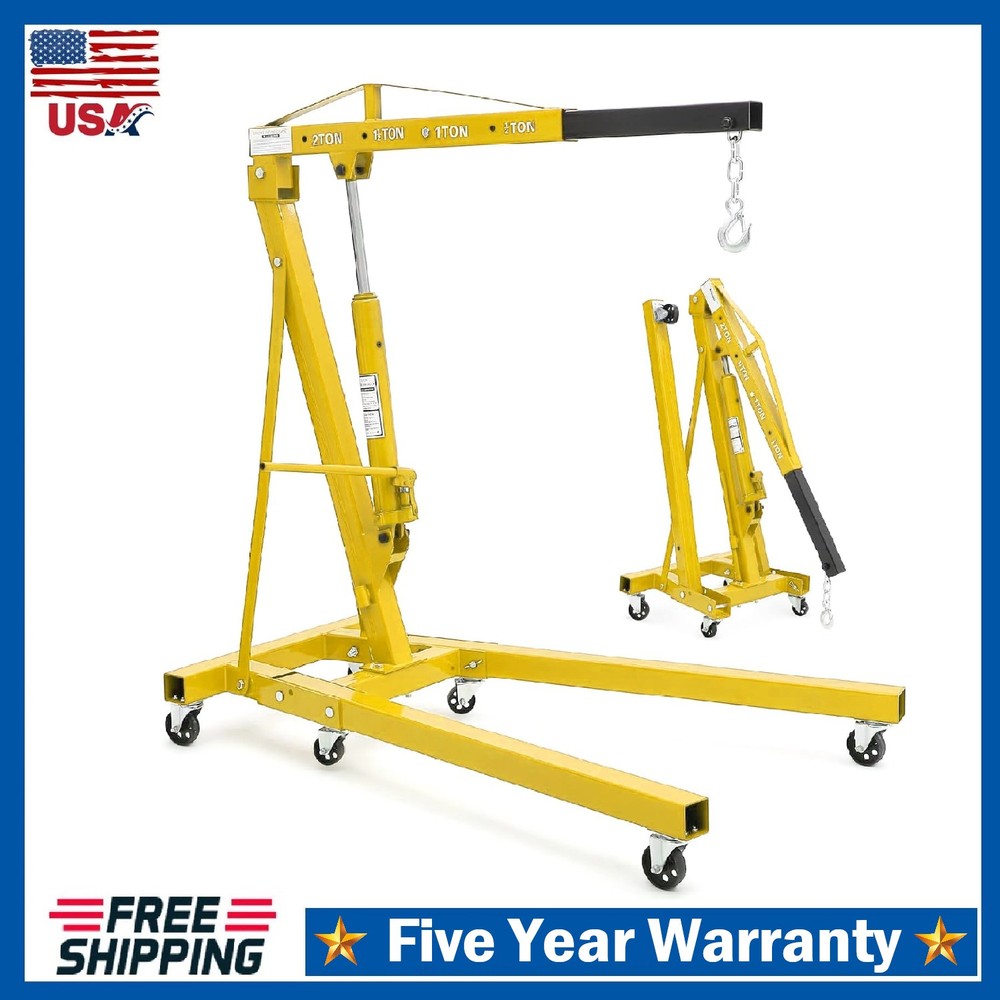 2 Ton Folding Engine Hoist Hydraulic Cherry Picker Shop Crane Hoist Lift 4400lbs