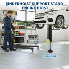 2 Ton Folding Engine Hoist Shop Crane with 3/4Ton Underhoist Support Stand Combo