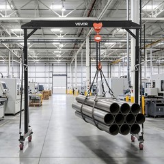 VEVOR Adjustable Gantry Crane 2200 lbs 95.7-142.9 in with Manual Trolley Hoist