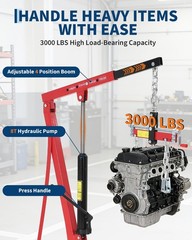 1.5 Ton Engine Hoist Lift ,Portable Hydraulic Cherry Picker Shop Crane 3000 LBS
