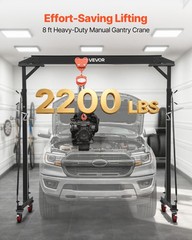 VEVOR Adjustable Gantry Crane 2200 lbs 95.7-142.9 in with Manual Trolley Hoist