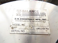 Ingersoll Zimmerman BA020120 Pneumatic Air Balancer 6′ Travel 400Lb w/Load Block