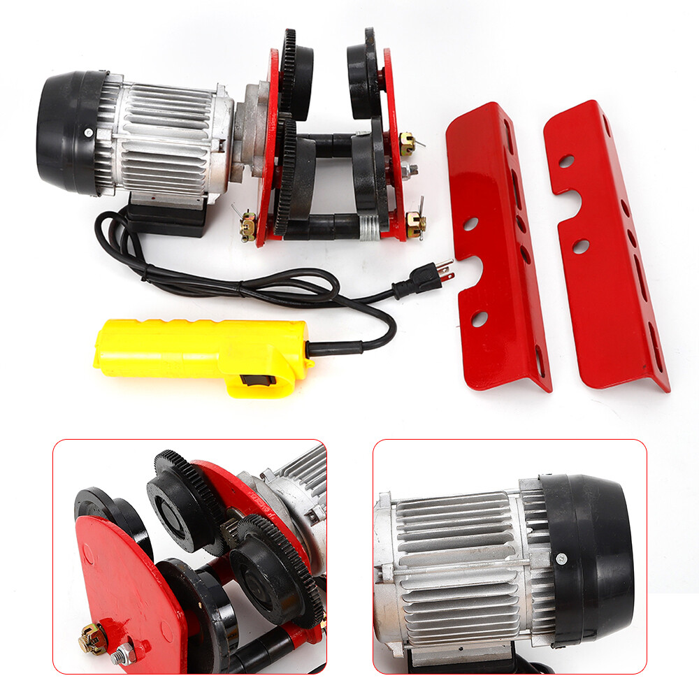2200lb Electric Wire Rope Hoist with Trolley I-beam Links HeavyDuty 110V