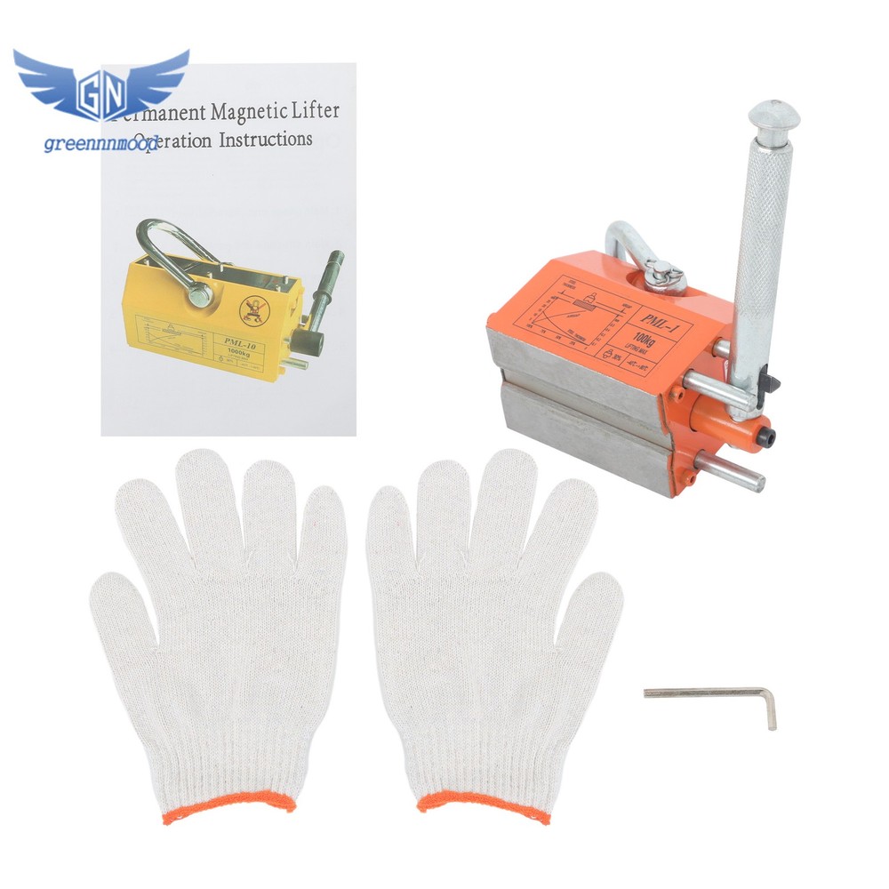 Magnetic Lifter Lifting Magnet Hoist 220lbs/100 kg 2.5 Safety Factor Orange