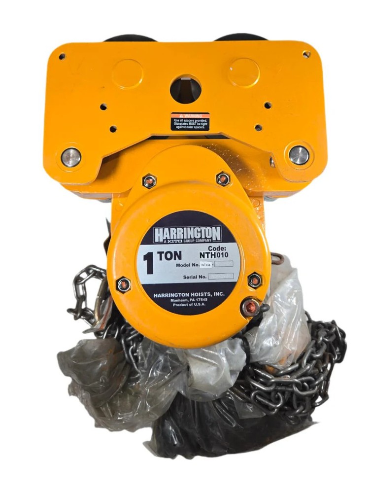 Harrington NTH010 NTH4-9776 1-Ton Navy Hand Chain Hoist with Trolley