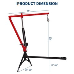 1000 lbs Hydraulic Pickup Truck Crane Hitch Mounted 360° Swivel Steel Hoist Lift