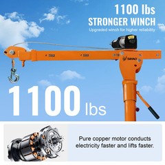 SIHAO 3500lbs Vehicle Mounted Electric Crane Winch with 1100lbs Load Capacity
