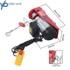 850W Electric Hoist 880lbs Crane Winch with Wired Remote Control 110V