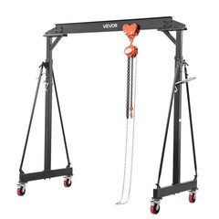 VEVOR Adjustable Gantry Crane 4400 lbs 99.6″-146.9″ with Manual Trolley Hoist