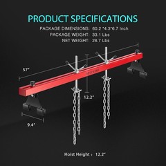 Transverse Engine Hoist with 1100 Lbs Capacity and Adjustable Height Features