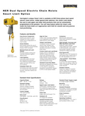 HARRINGTON NER ELECTRIC CHAIN HOIST, 2 TON CAPACITY, 15 FT. LIFT