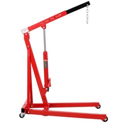 1500 lb Folding Engine Hoist Crane Lift, Heavy Duty Steel, Red