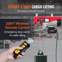 440 lbs 110V Electric Steel Wire Winch with Wireless Remote Control 480W Power