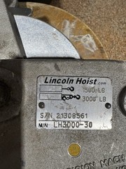 Come Along 3000 Lbs Double Rigged 1500 lb Single Rig Lincoln Hoist LH3000-30