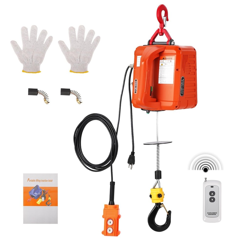 3-in-1 Portable Electric Hoist Winch 1100lbs 40ft Wired/Wireless Remote Control