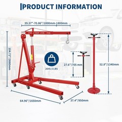 2 Ton Folding Engine Hoist Hydraulic Shop Crane w/Underhoist Support Stand Combo