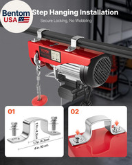 Electric Hoist with Remote Control, 1320LBS Electric Winch, 110V Electric Hoist