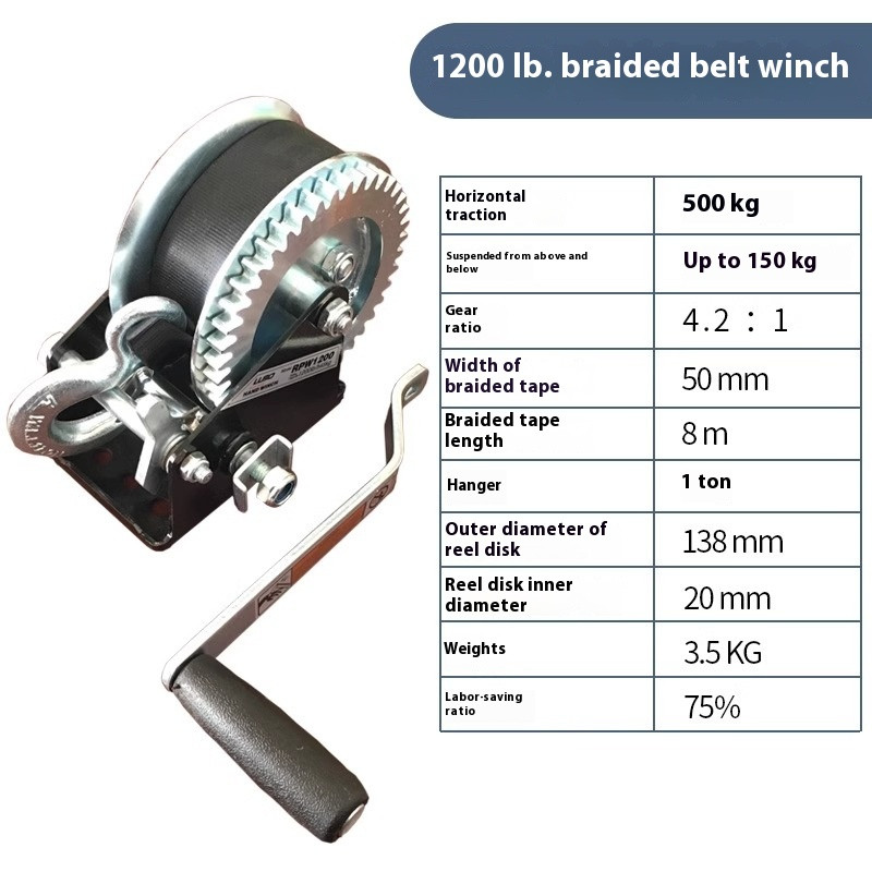Hand Winch Winch Portable Winch Powerful Trailer Winch Accessories 12002000lbs
