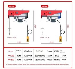 Mini Electric Hoist 220V Household Small Crane 1T/0.5 Ton Winch Pulley