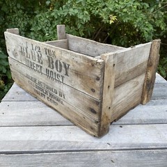 Vintage Shipping Crate Blue Boy 1 1/2 Ton Hoist Wooden Box Chisholm Moore Hoist