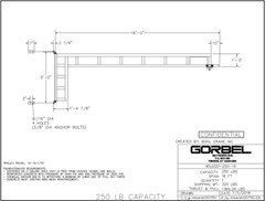GORBEL WORK STATION JIB CRANE, WALL MOUNTED – 250 LB CAPACITY, SPAN 16 FT