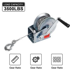 Heavy Duty Hand Winch 3500 lbs with 32 ft Steel Wire Rope, Hand Crank Strap G…