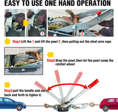 5 Ton Come Along Winch Dual Gear Steel Cable Puller Hoist Vehicle Rescue Hand To