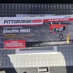 PITTSBURGH AUTOMOTIVE, ELECTRIC HOIST, 60346, 440 LB, W/ JET TROLLEY, 1/2 TON