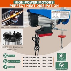 Electric Hoist 1760lbs Remote Control 110 Volt