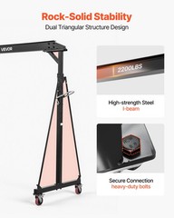 VEVOR Adjustable Gantry Crane 2200 lbs Portable Lift Hoist Frame 95.7″ to 142.9″